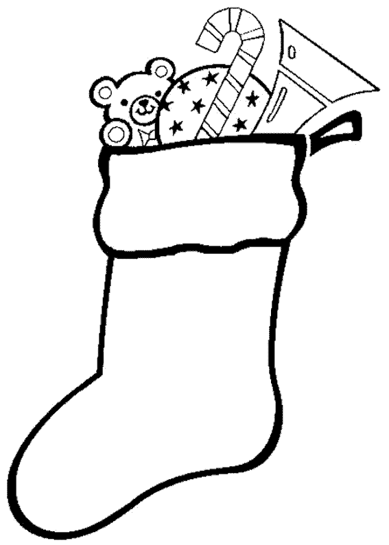 Coloriage Chausette Avec Cadeaux - Noël à imprimer