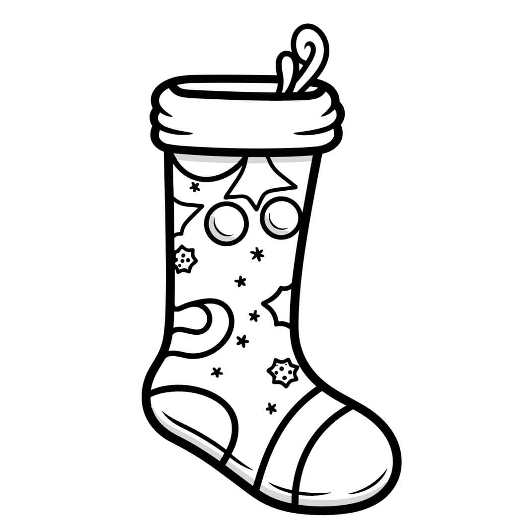 Coloriage Chaussette De Noël Pour La Cheminee - Noël à imprimer