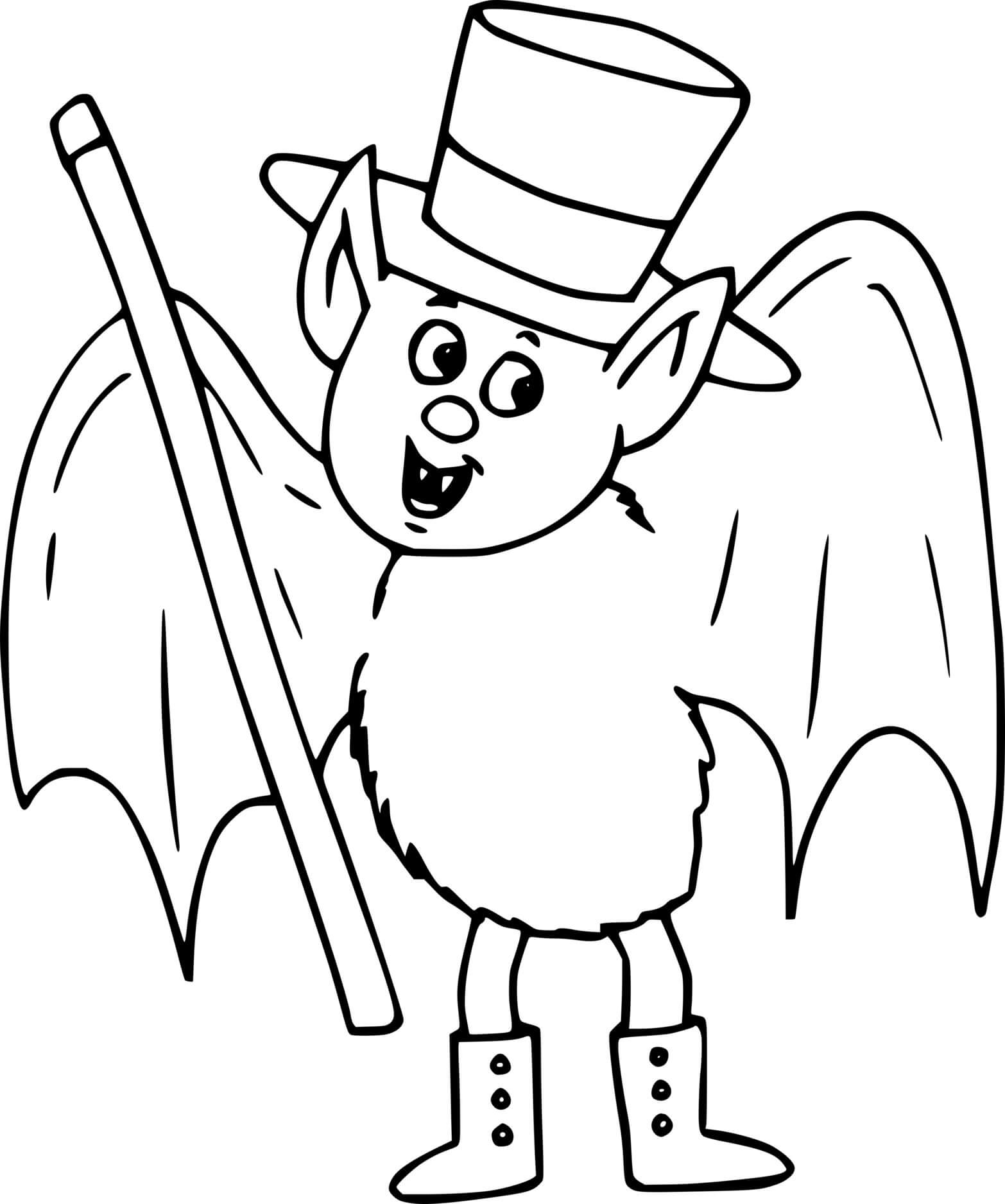 Coloriage Chauve Soris Qui Ressemble A Un Magicien - Halloween chauve souris à imprimer
