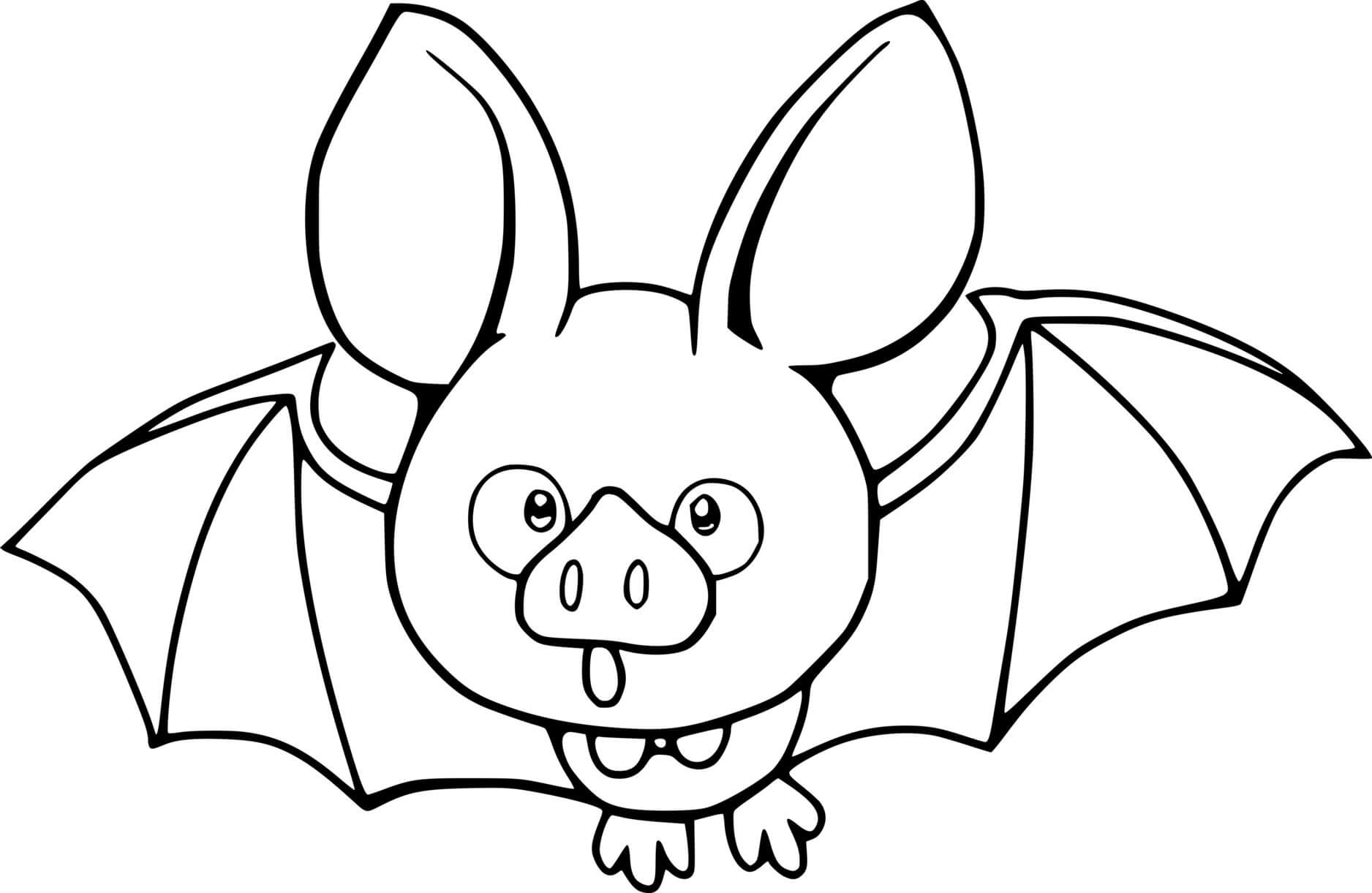 Coloriage Chauve Souris Avec Un Nez De Cochon - Halloween chauve souris à imprimer