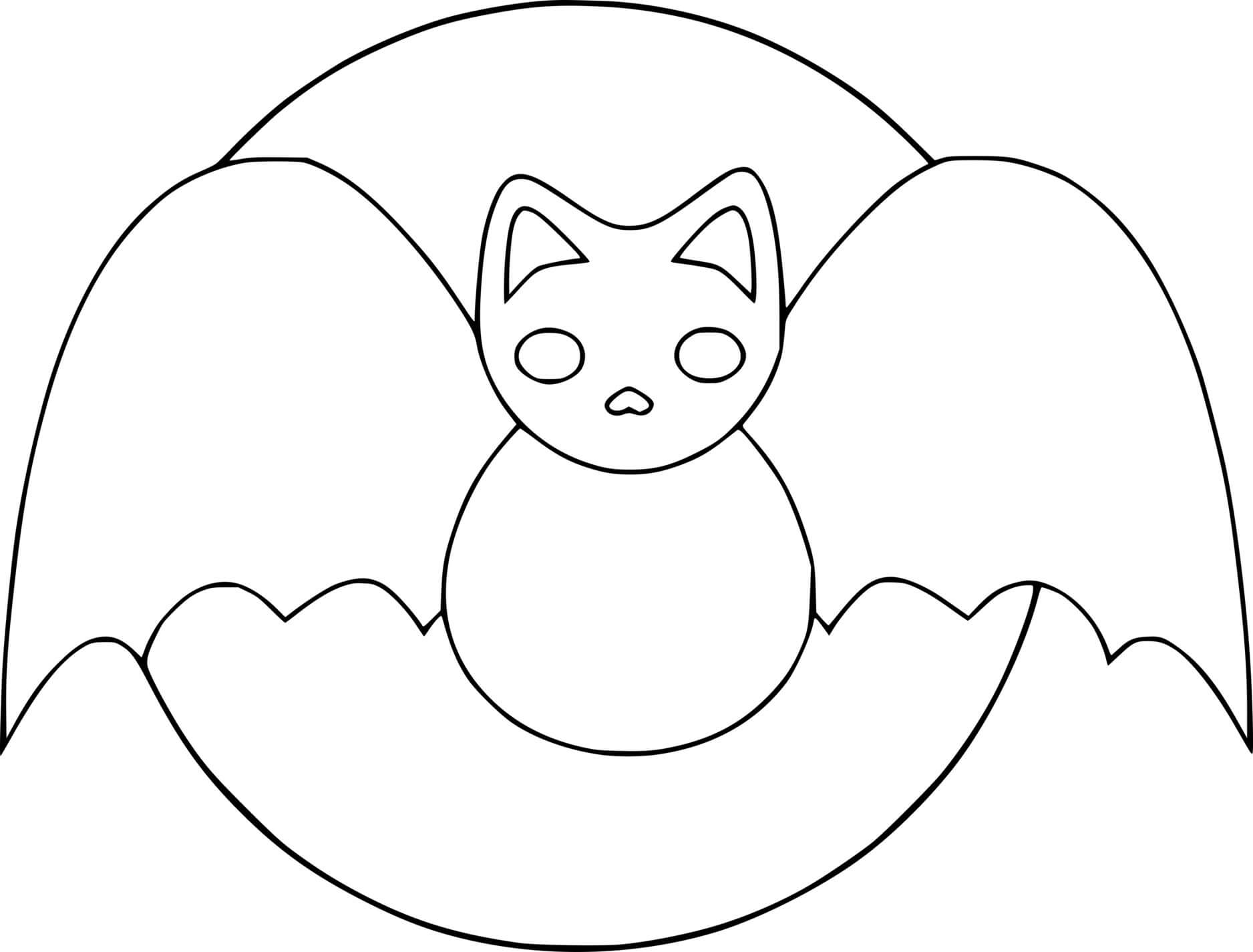 Coloriage Chauve Souris Devant La Lune Halloween Maternelle - Halloween chauve souris à imprimer