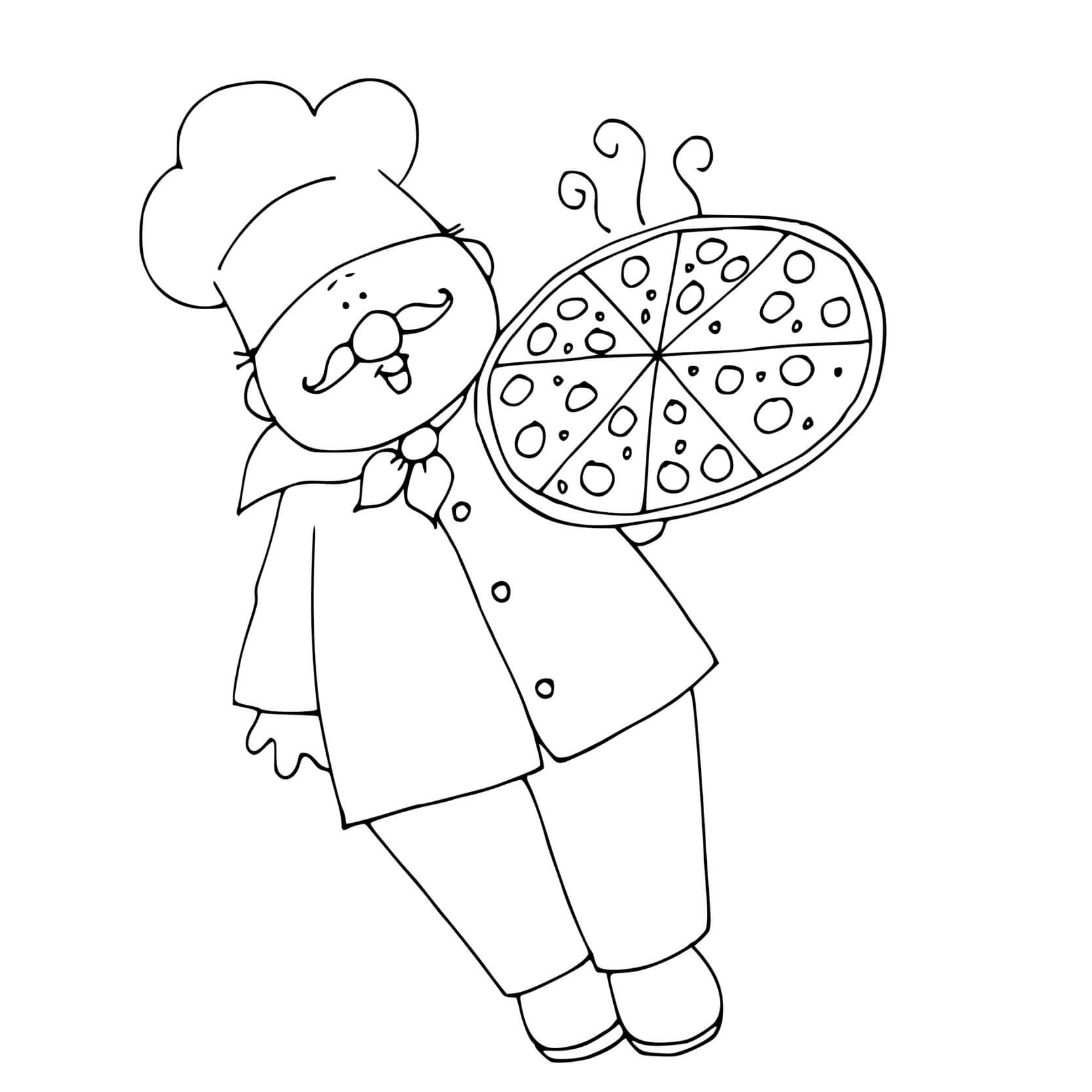 Coloriage Chef Cuisine De La Pizza - Pizza à imprimer