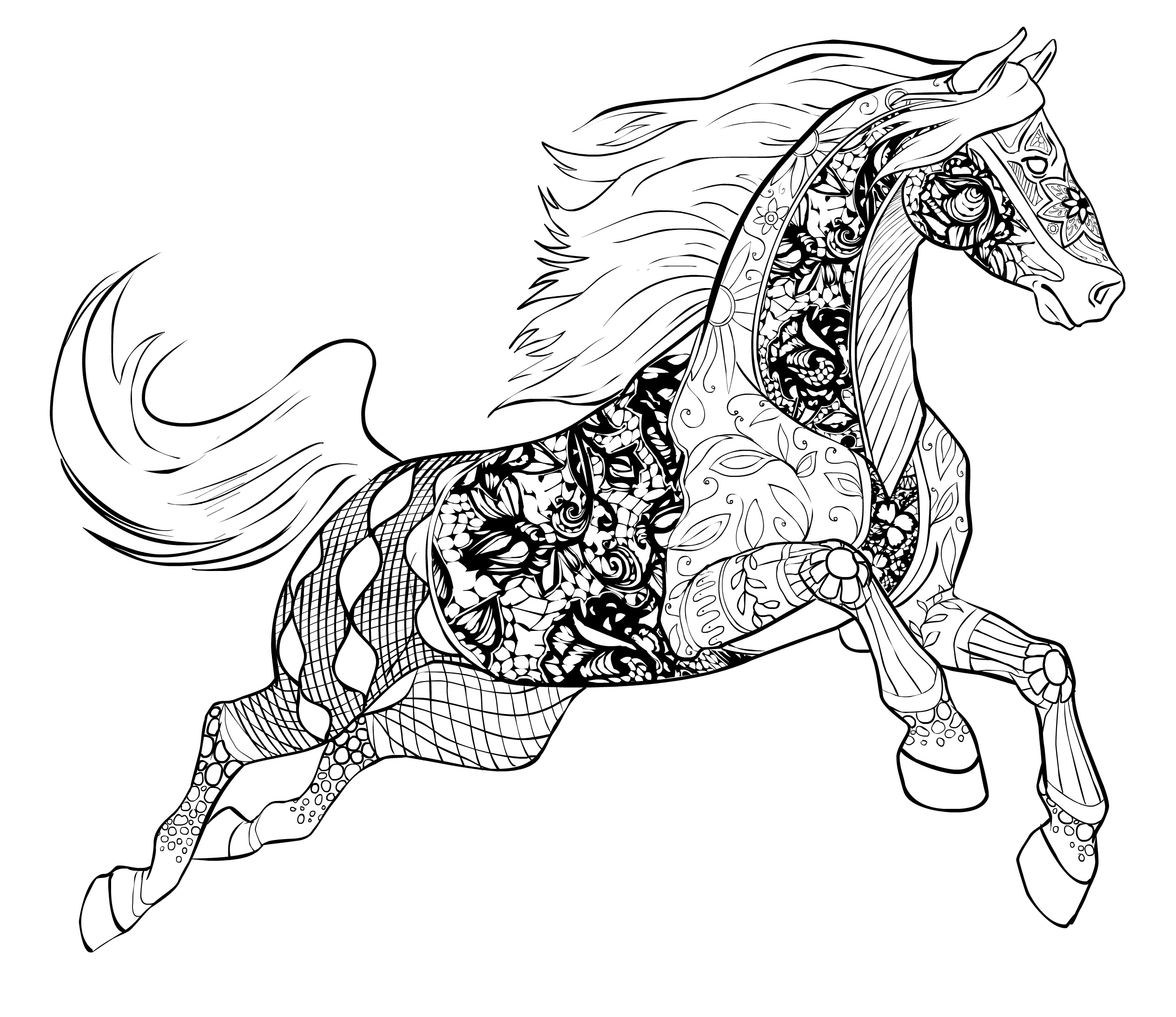 Coloriage Cheval Adulte Par Selah Works - Adulte cheval à imprimer
