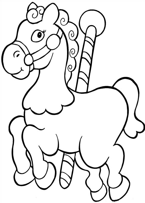Coloriage Cheval En Bois Noël - Noël à imprimer