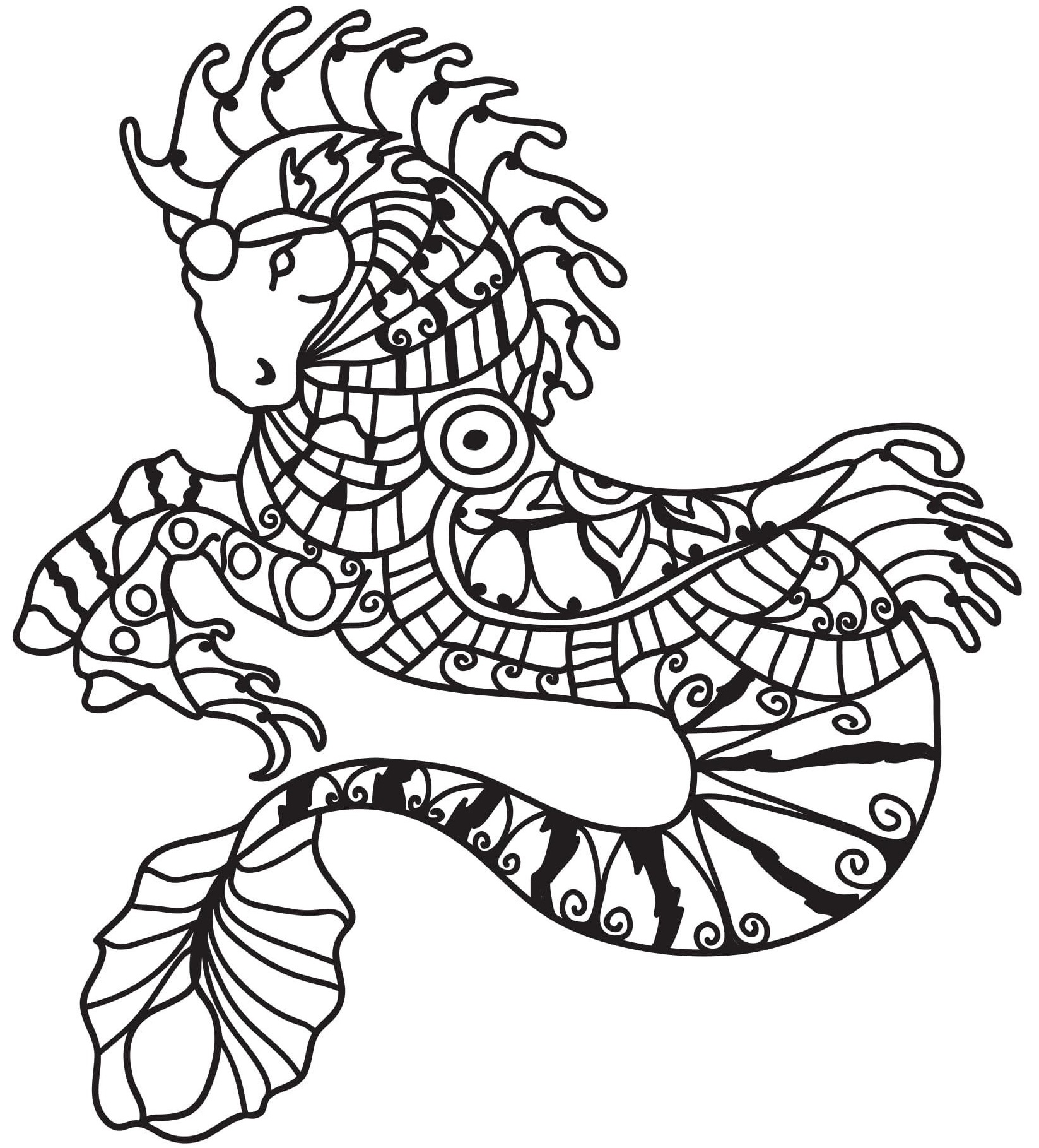 Coloriage Cheval En Mode Sirène - Sirène à imprimer