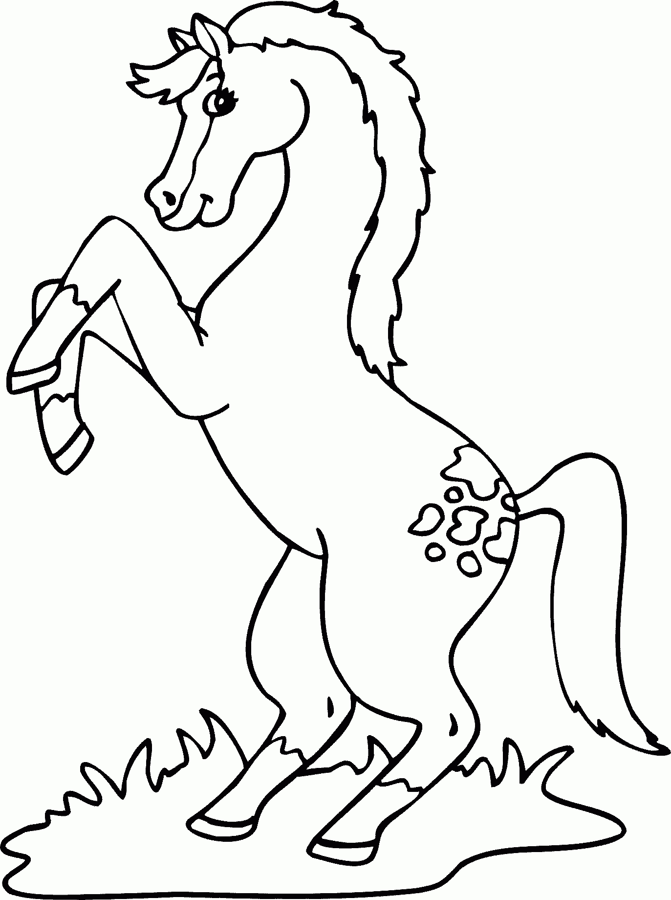 Coloriage Cheval En Pleine Sante - Fille à imprimer