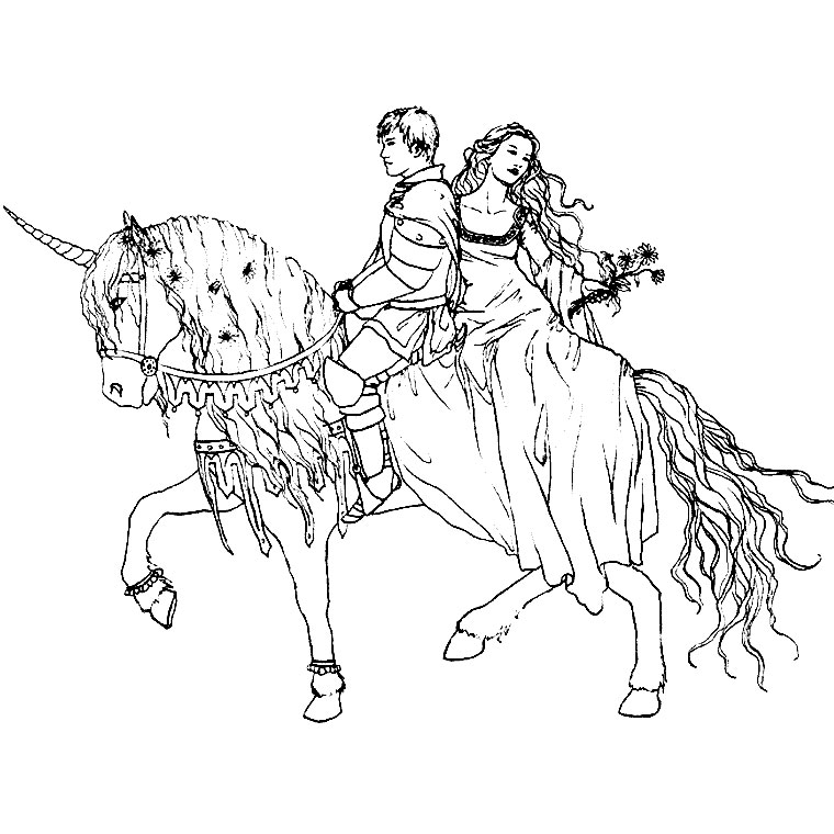Coloriage Cheval Et Princesse - Cheval à imprimer