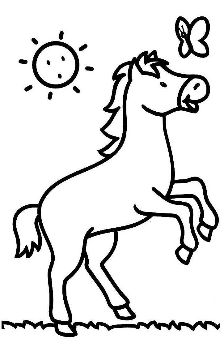 Coloriage Cheval Facile Maternelle Enfant - Cheval à imprimer