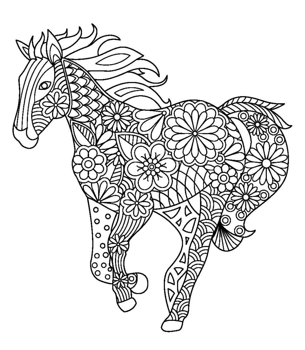 Coloriage Cheval Mandala Adulte En Course - Adulte cheval à imprimer