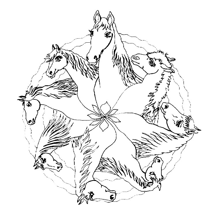 Coloriage Cheval Mandala - Cheval à imprimer