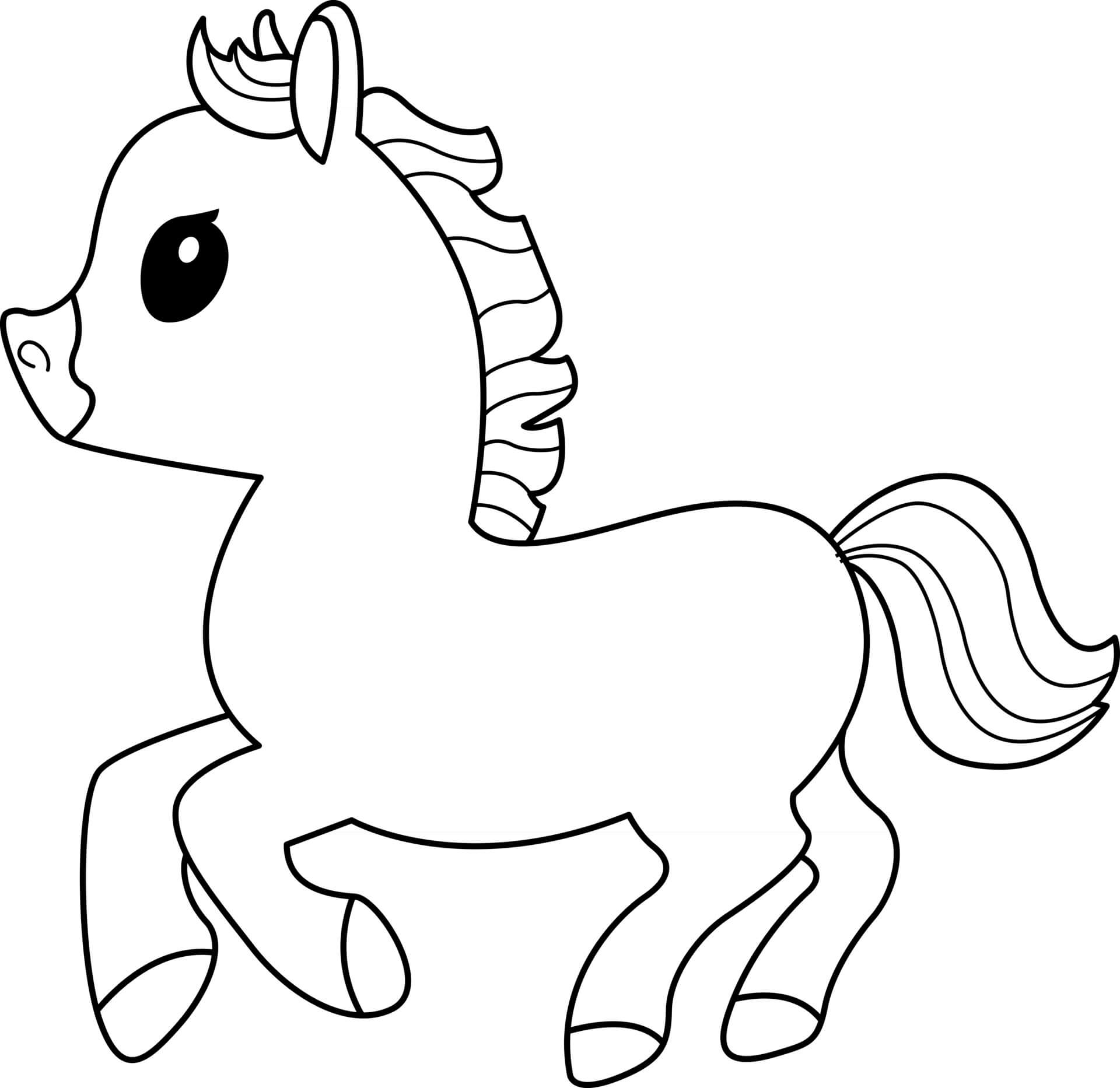 Coloriage Cheval Poney Mignon - Animal à imprimer