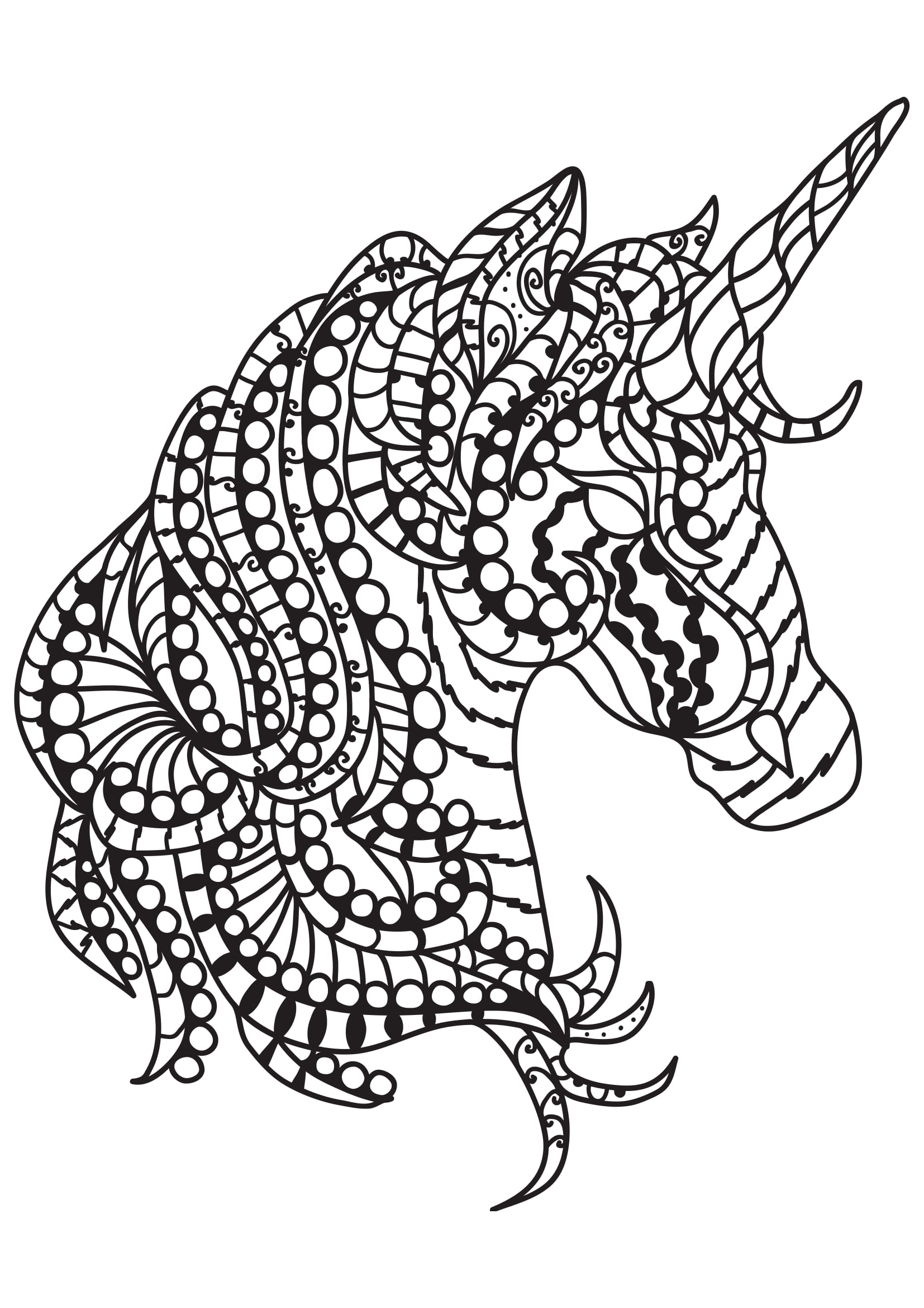 Coloriage Cheval majestueux en détails pour adulte - Adulte cheval à imprimer