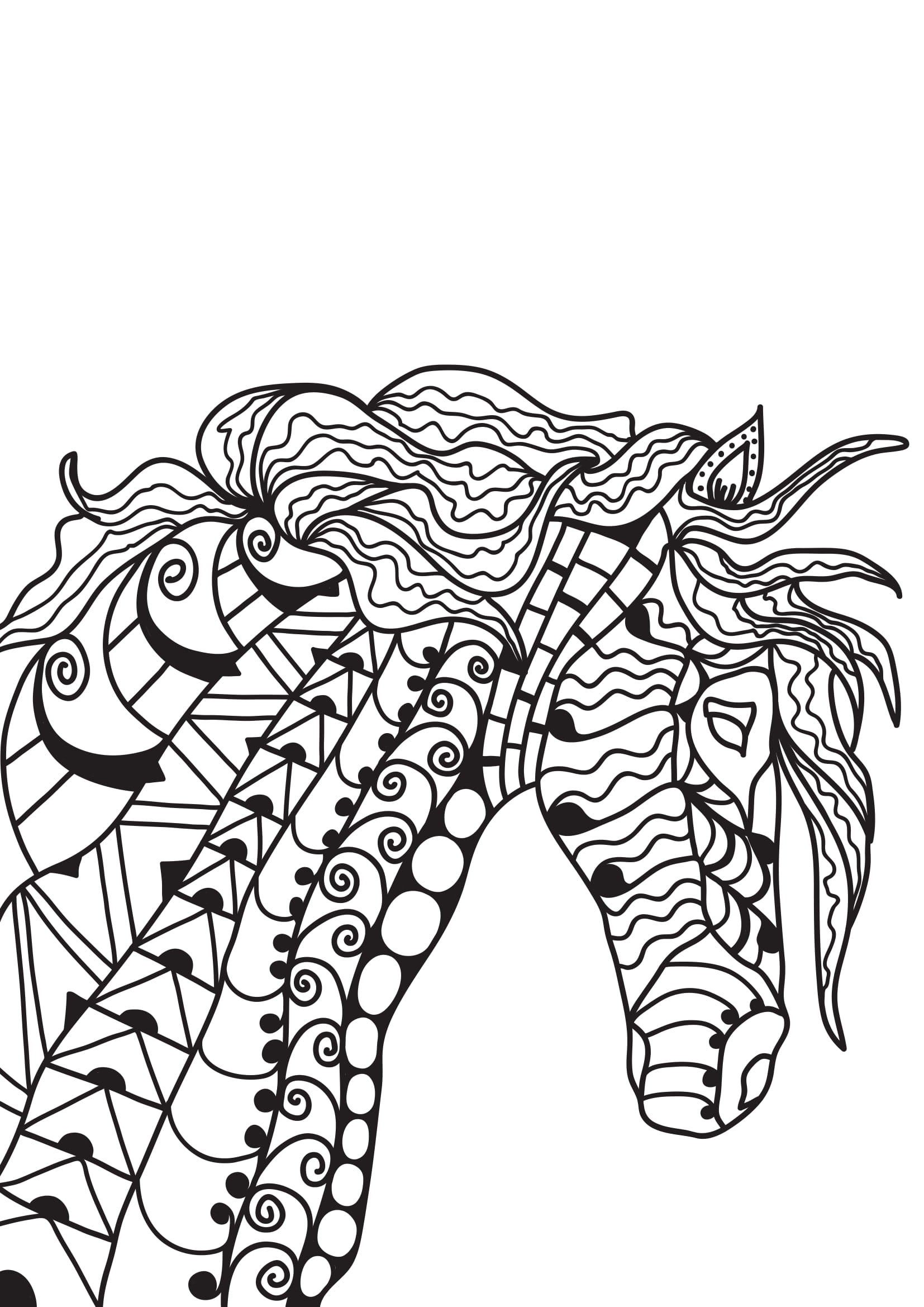 Coloriage Cheval orné style antistress adulte - Adulte cheval à imprimer