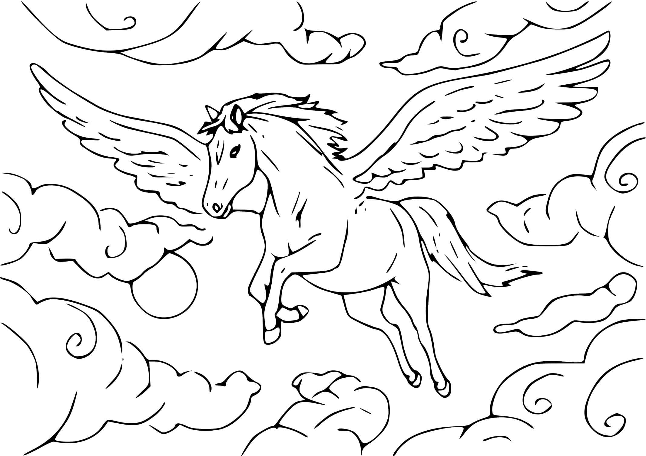 Coloriage Cheval Volant Licorne - Cheval à imprimer