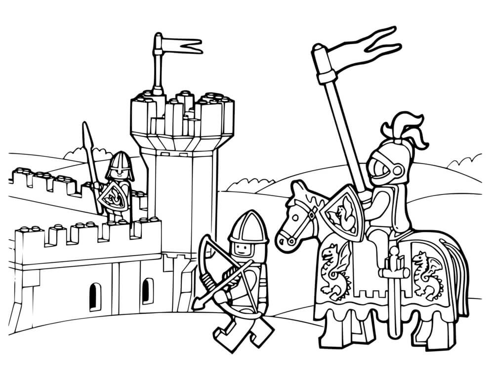 Coloriage Chevalier Château Lego - Chevalier à imprimer