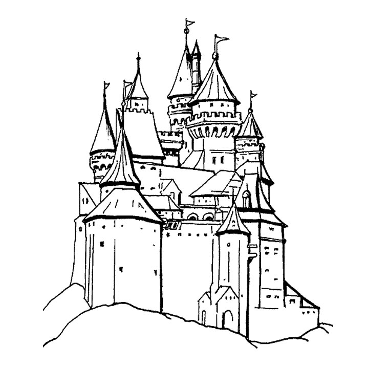 Coloriage Chevalier Et Château - Cheval à imprimer