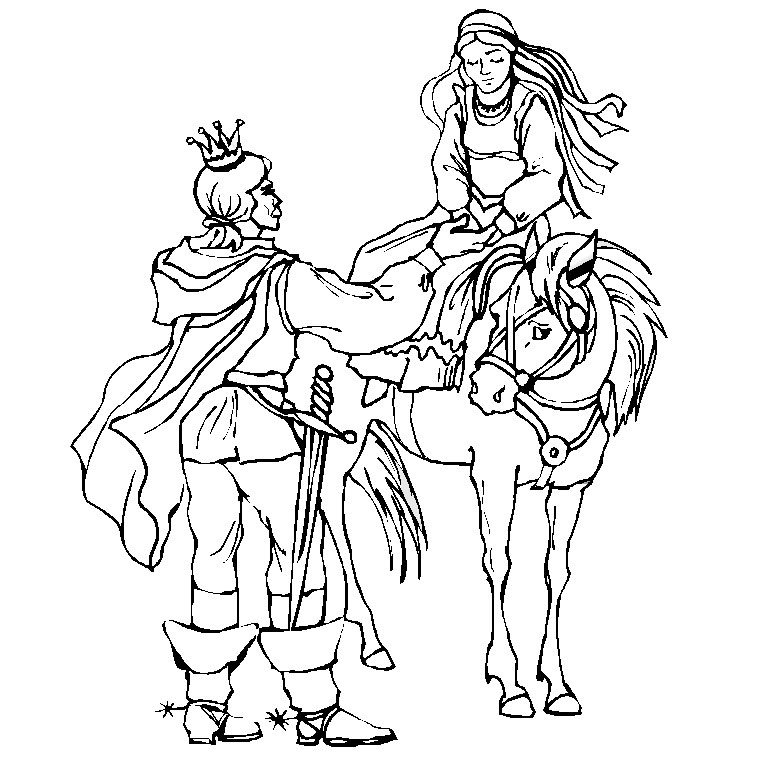 Coloriage Chevalier Et Princesse - Cheval à imprimer