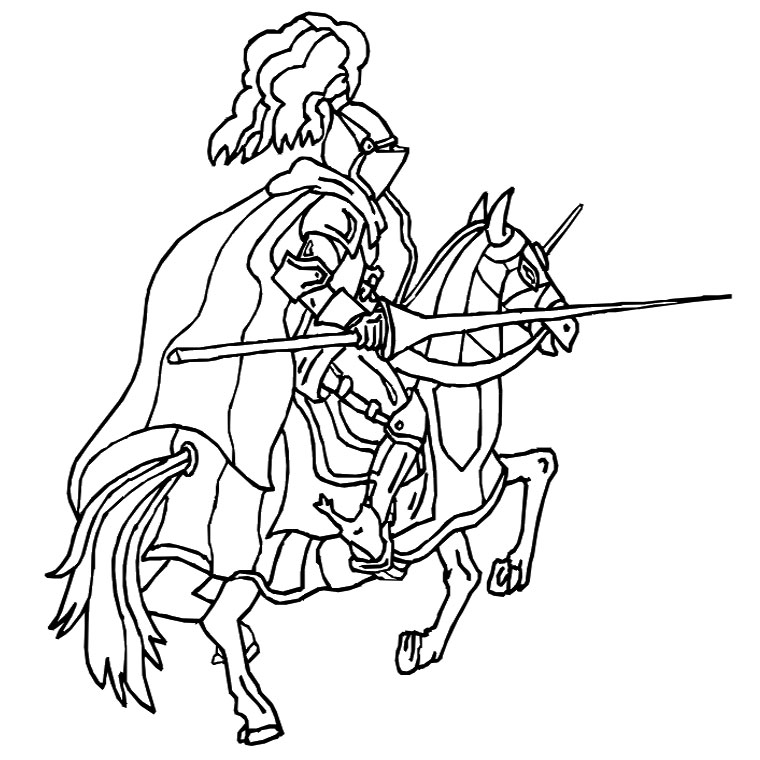 Coloriage Chevalier Moyen Age - Cheval à imprimer