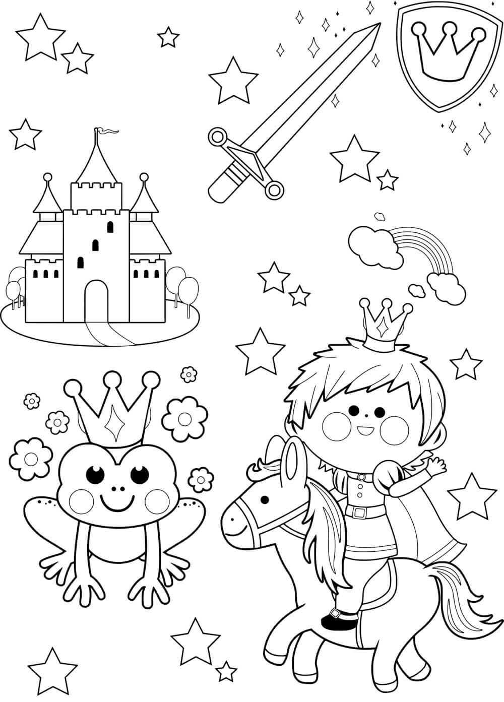 Coloriage Chevalier Prince Grenouille Château - Chevalier à imprimer