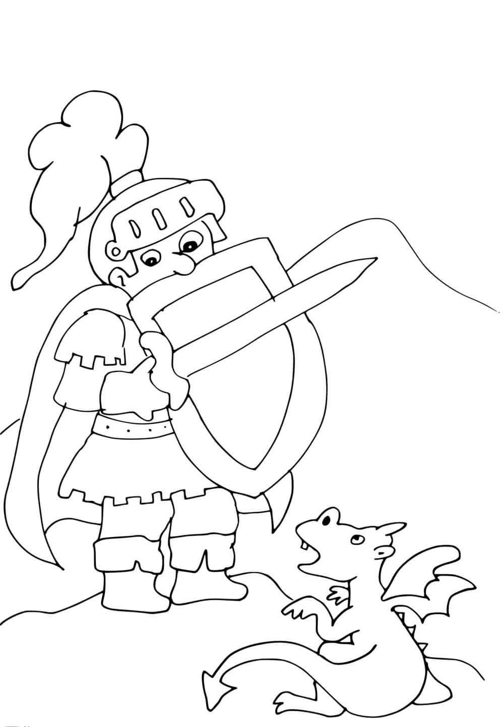 Coloriage Chevalier Qui A Peur Dun Bébé Dragon - Chevalier à imprimer
