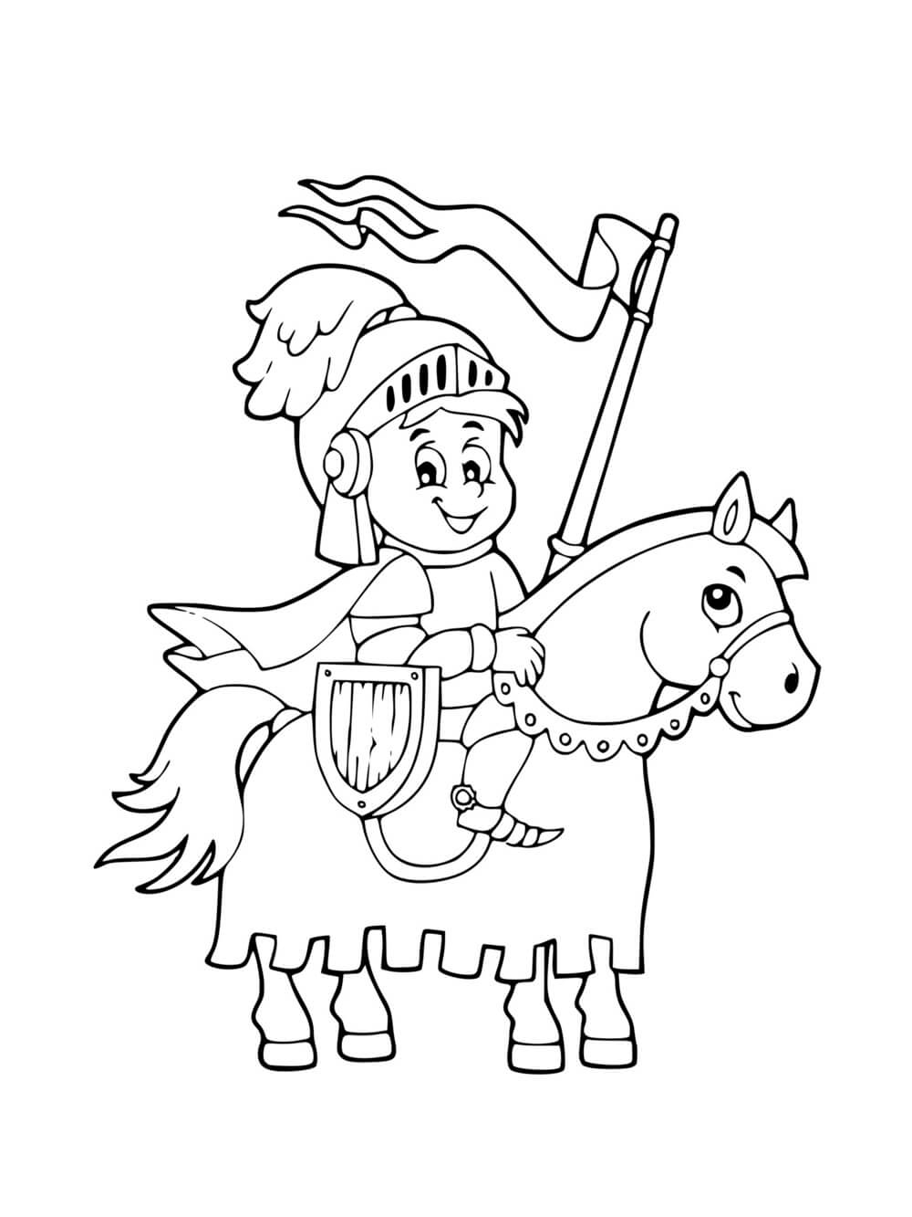 Coloriage Chevalier Sur Son Cheval Facile - Chevalier à imprimer