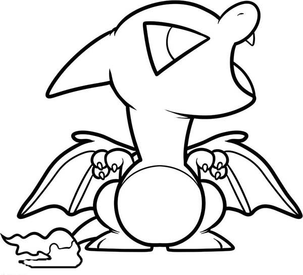 Coloriage Chibi Dracaufeu Pokemon - Dracaufeu à imprimer