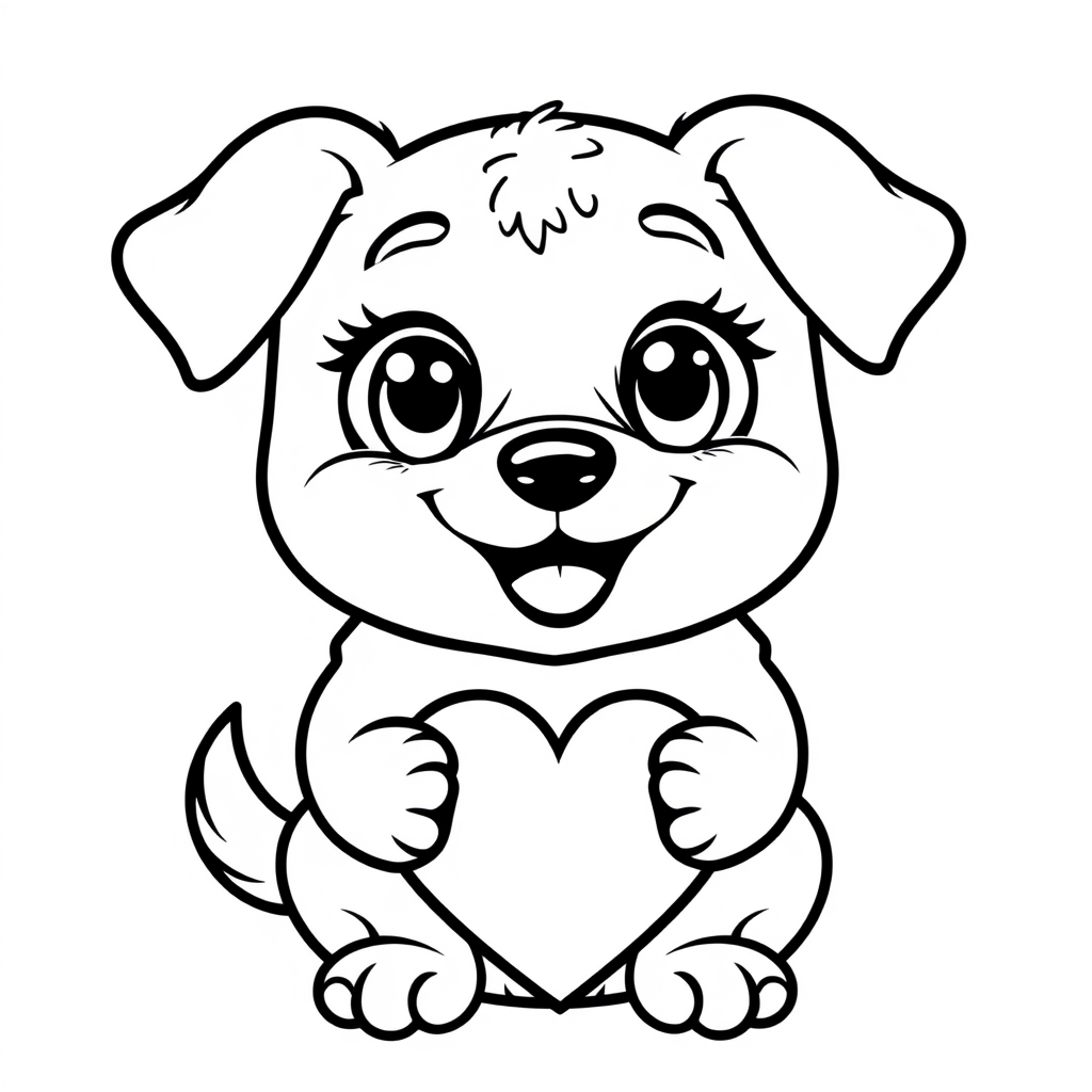 Coloriage Chien affectueux aux grands yeux tendres - Chien mignon à imprimer