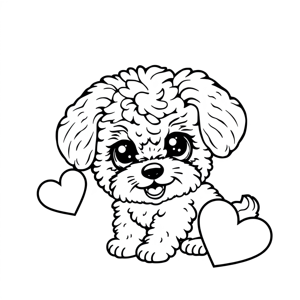 Coloriage Bichon Frisé joueur aux grandes oreilles - Chien mignon à imprimer