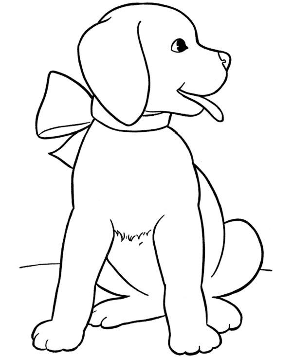 Coloriage Chien Chiot Gratuit - Chien mignon à imprimer