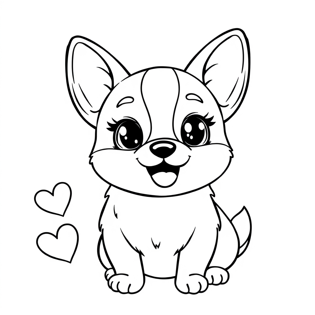 Coloriage Corgi espiègle aux grandes oreilles - Chien mignon à imprimer