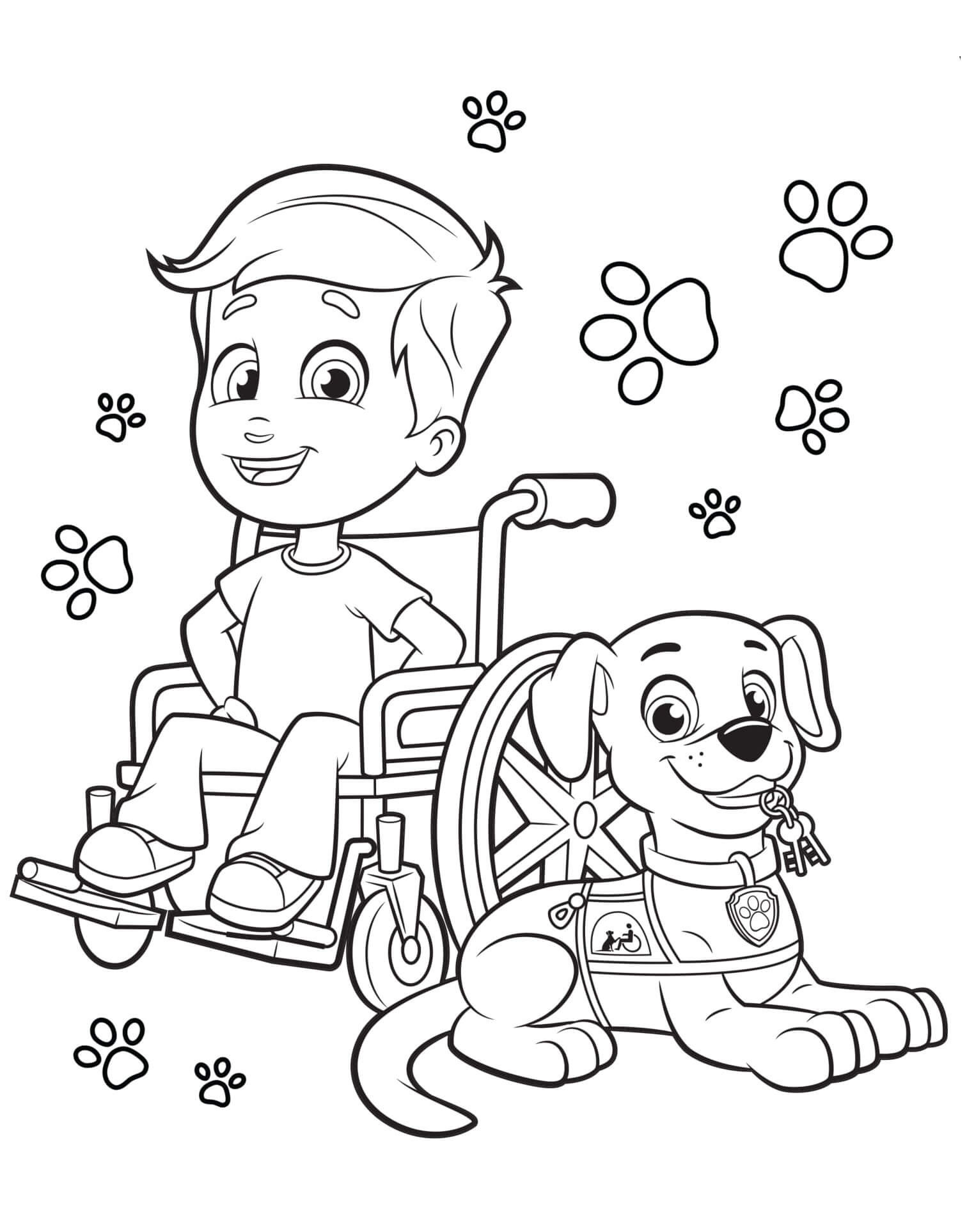 Coloriage Chien De Compagnon Avec Un Petit Garçon - Pat patrouille à imprimer