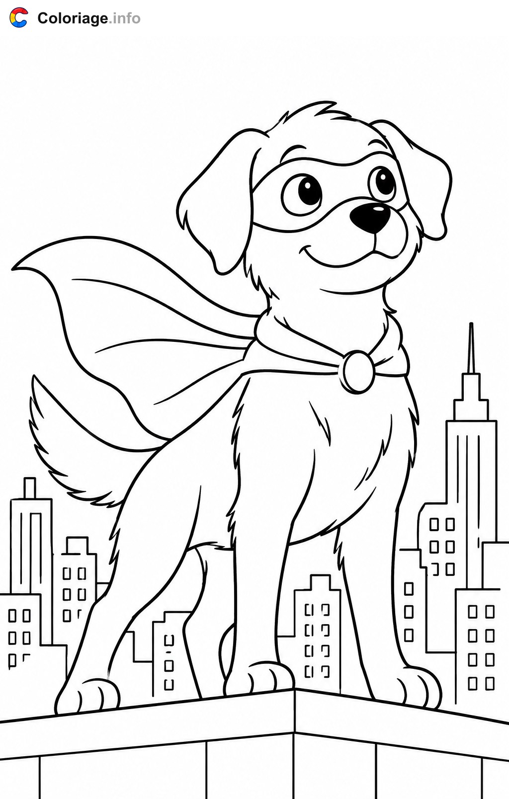 Hund als Superheld Ausmalbilder — Ausmalbild zum Ausdrucken