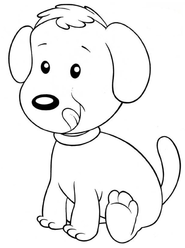 Coloriage Chien Enfant Facile Maternelle - Chien mignon à imprimer