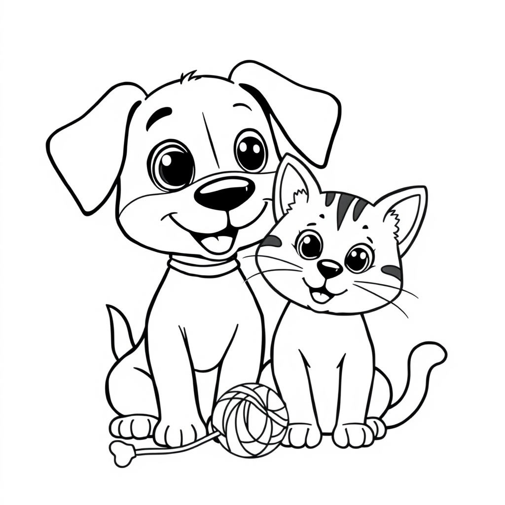 Coloriage Chien et chat