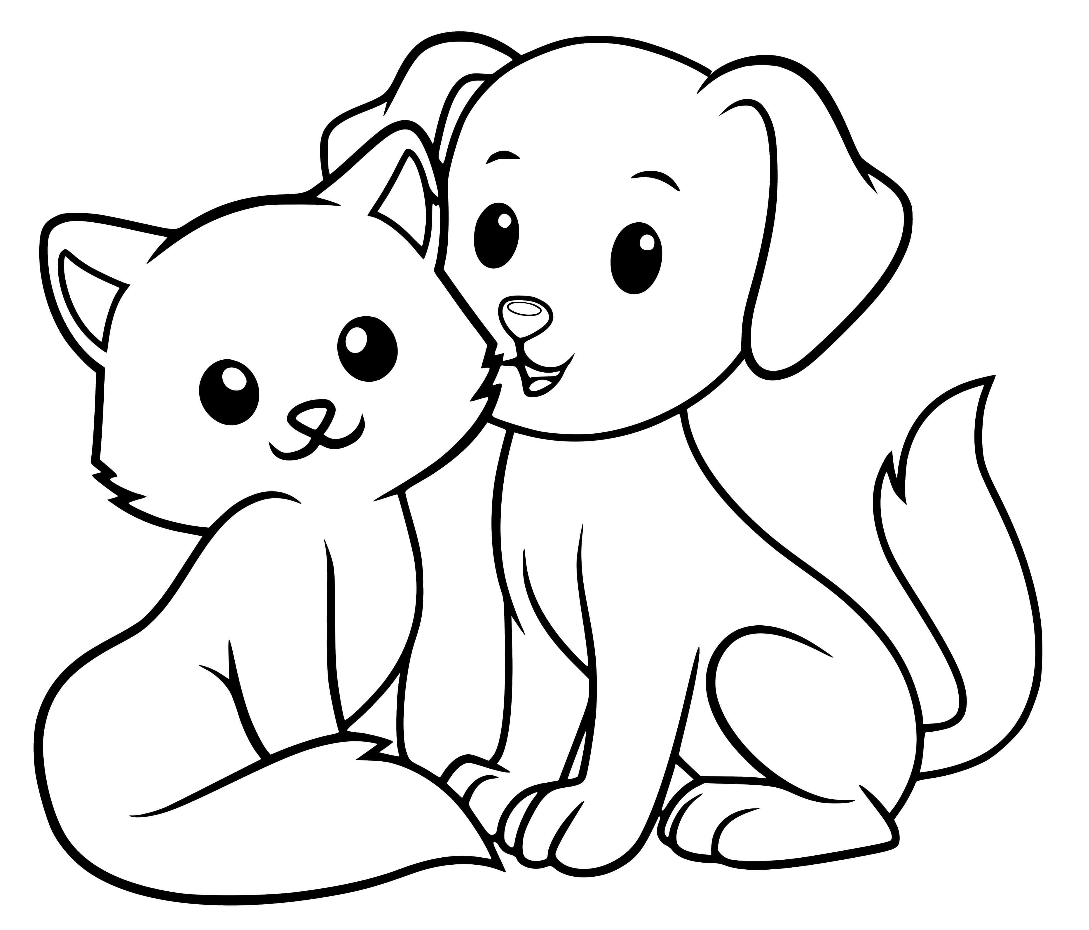 Coloriage Chien Et Chat Trop Mignon - Chien mignon à imprimer