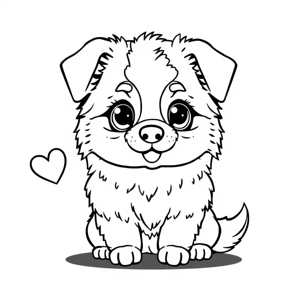 Coloriage Berger Australien assis de face - Chien facile à imprimer