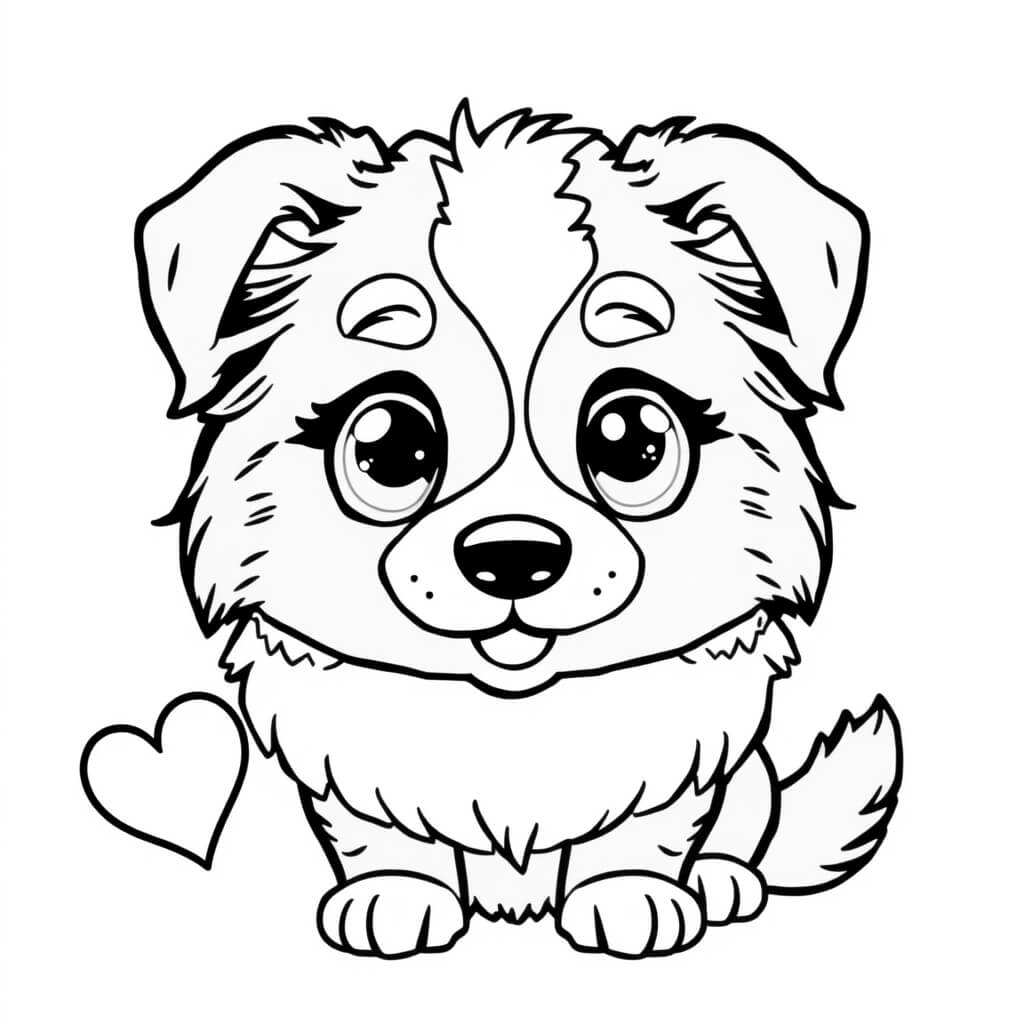 Coloriage Berger Australien couché et joueur - Chien facile à imprimer