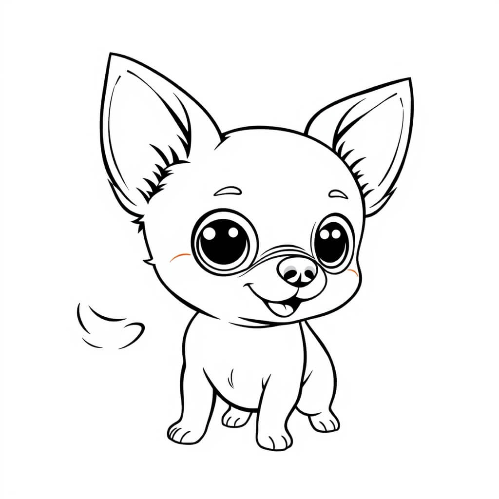 Coloriage Chihuahua espiègle aux yeux brillants - Chien facile à imprimer