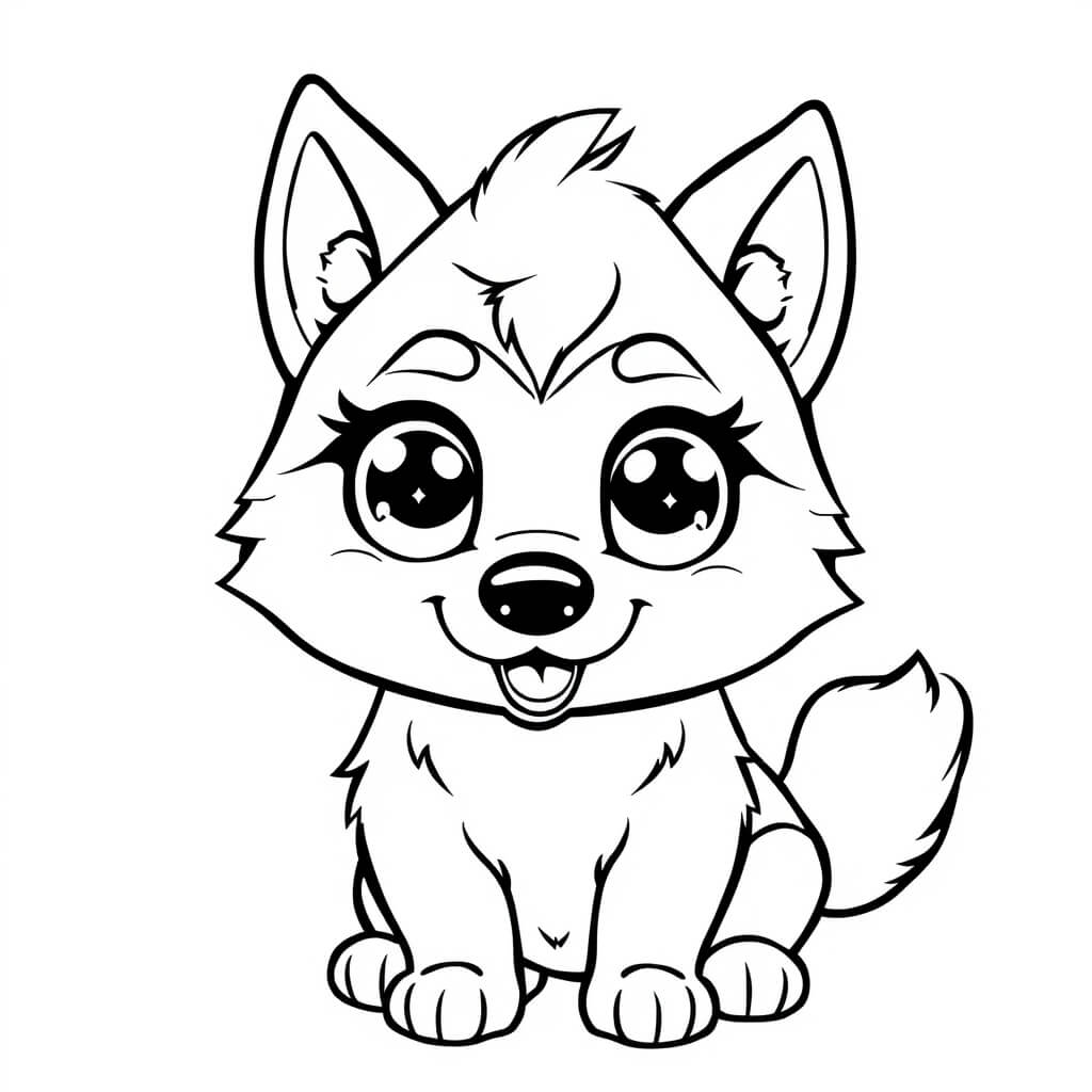 Coloriage Husky sibérien au regard perçant - Chien facile à imprimer