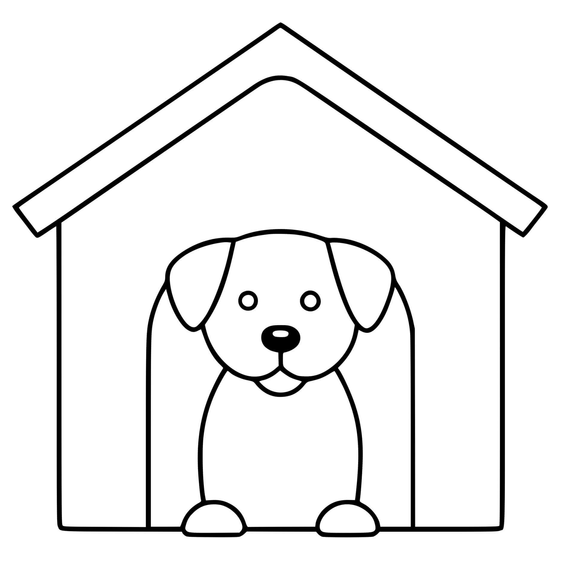Coloriage Chien Facile Maternelle Maison - Chien à imprimer