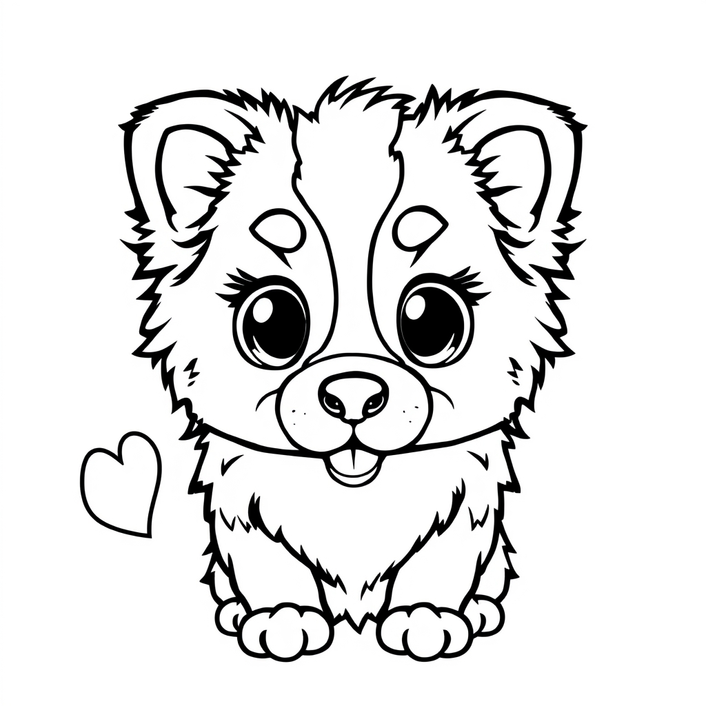 Coloriage Berger Australien Kawaii aux grands yeux - Chien kawaii à imprimer