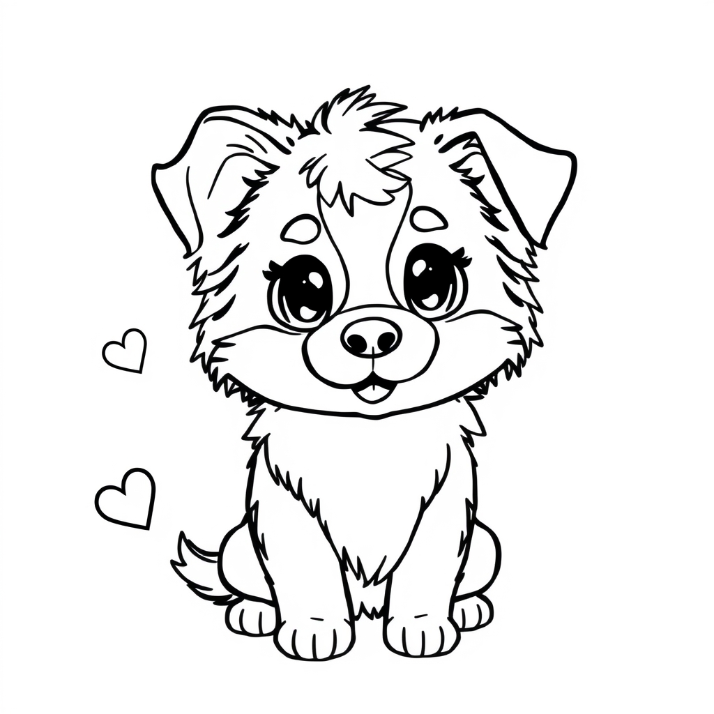 Coloriage Jeune Berger Australien kawaii joueur - Chien kawaii à imprimer
