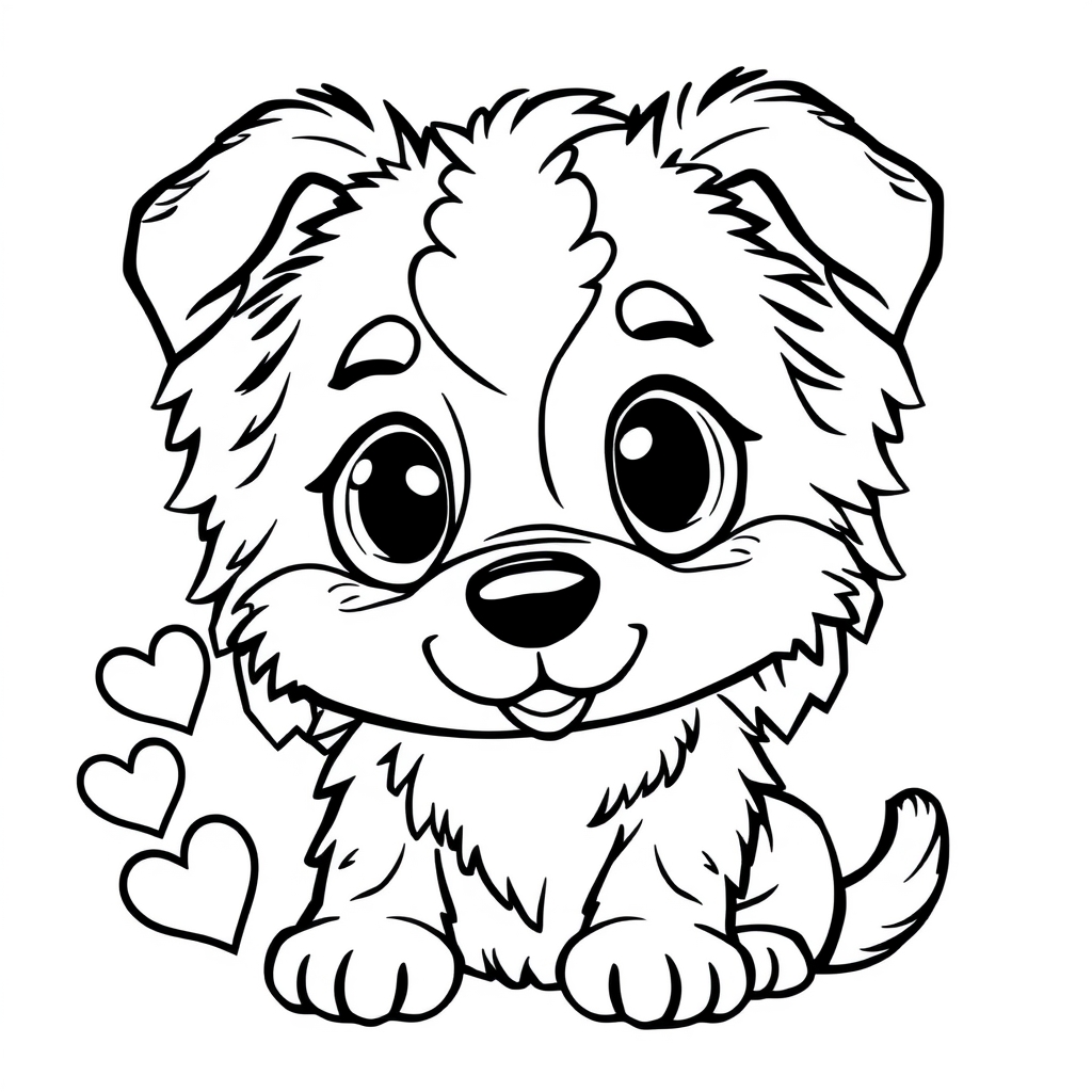 Coloriage Berger australien kawaii aux yeux doux - Chien kawaii à imprimer