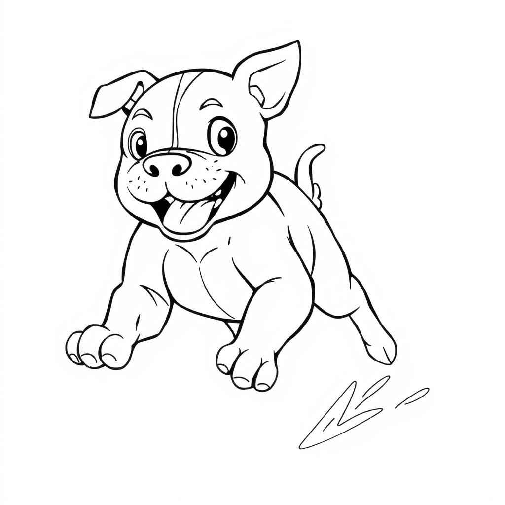 Coloriage Staffordshire Bull Terrier kawaii câlin - Chien kawaii à imprimer