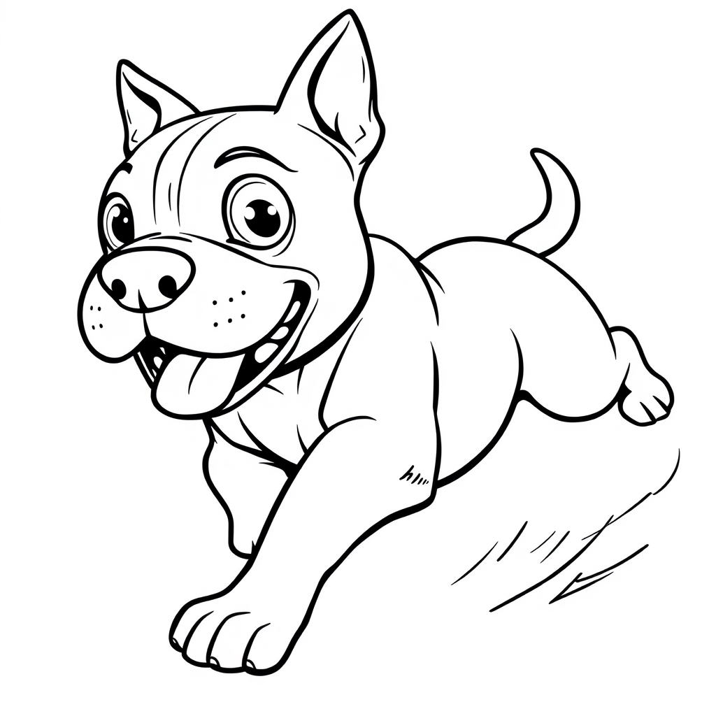 Coloriage Staffordshire Bull Terrier kawaii souriant - Chien kawaii à imprimer