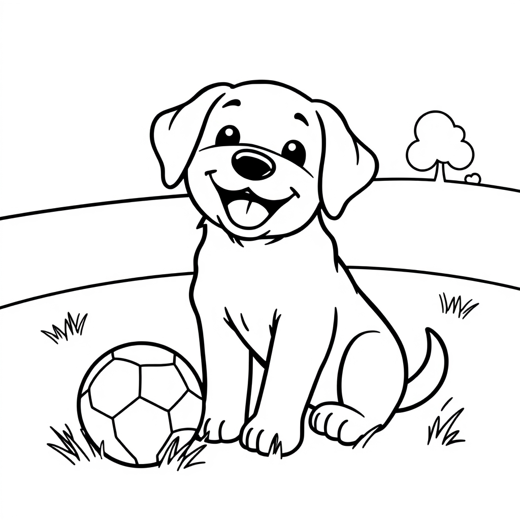 Coloriage Chien Kawaii Labrador Simple - Chien kawaii à imprimer
