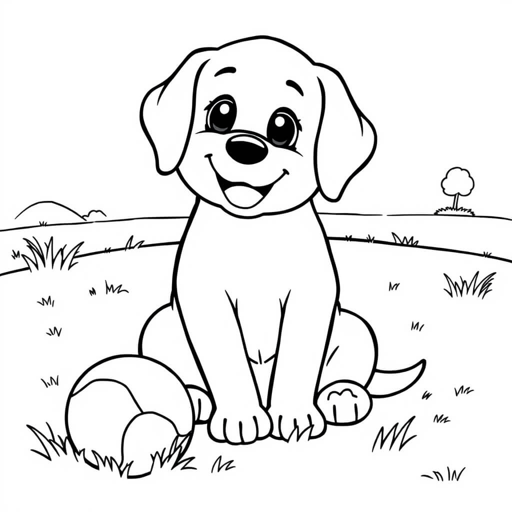 Coloriage Chien Labrador Facile - Chien facile à imprimer