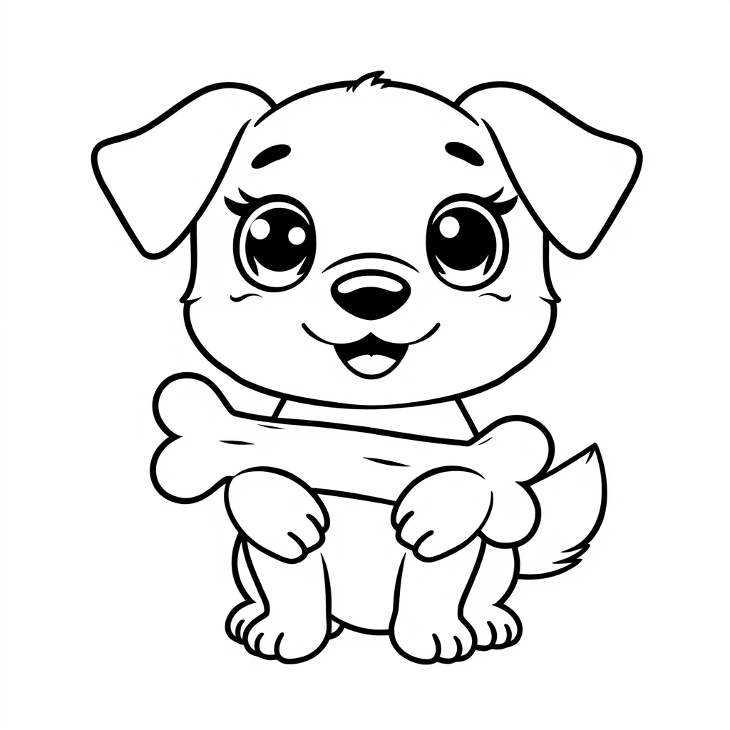Coloriage Chiot adorable aux yeux doux - Chien mignon à imprimer