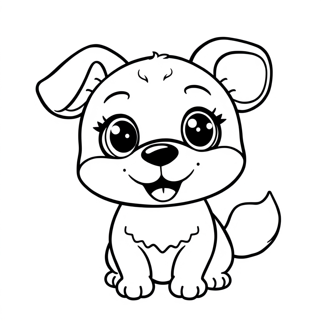 Coloriage Chiot adorable aux yeux pétillants - Chien mignon à imprimer