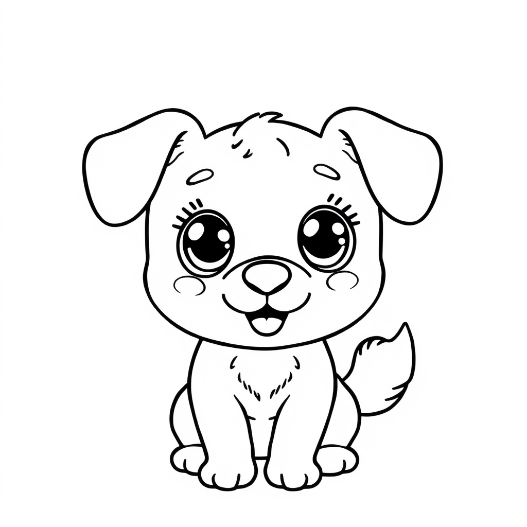Coloriage Petit chien souriant assis fièrement - Chien mignon à imprimer